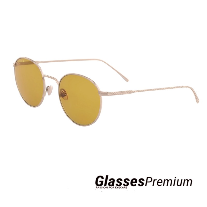 Gafas de sol mujer lacoste - gafas redondas con montura dorada y lente amarilla